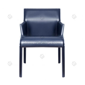 ltalian chaises à accoudoir en cuir bleu minimaliste